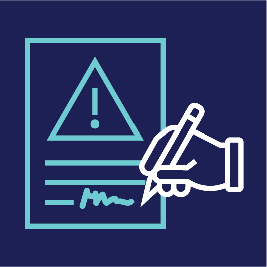 A Victim Impact Statement document and a hand holding a pen.