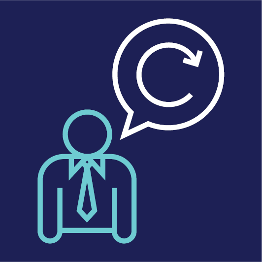 A WAS officer and a speech bubble showing an update icon.