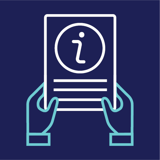 A person holding an information document.