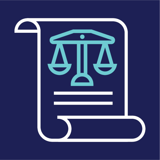 A rights document with a balanced justice scale.
