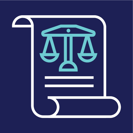 A rights document with a balanced justice scale.